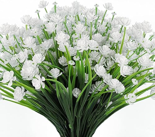 Miniatura 6 de RECUTMS Ivy - Guirnalda de vides falsas de imitación de vegetación, plantas colgantes y 12 racimos de flores artificiales anti-UV para exteriores,