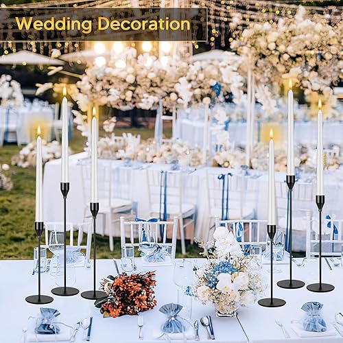 Miniatura 6 de Juego de 12 candelabros negros para velas cónicas, portavelas decorativos a granel, portavelas cónicos para centro de mesa, boda, comedor, fiesta,