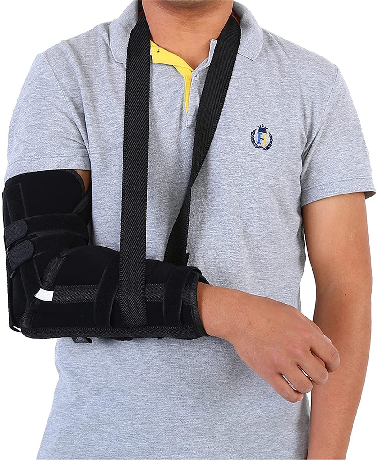 Inmovilizador de hombro con cabestrillo para brazo de hombro, cabestrillo de antebrazo de aluminio ajustable para lesiones en el hombro, brazo izquierdo y derecho, reparar mujeres rotas, dis
