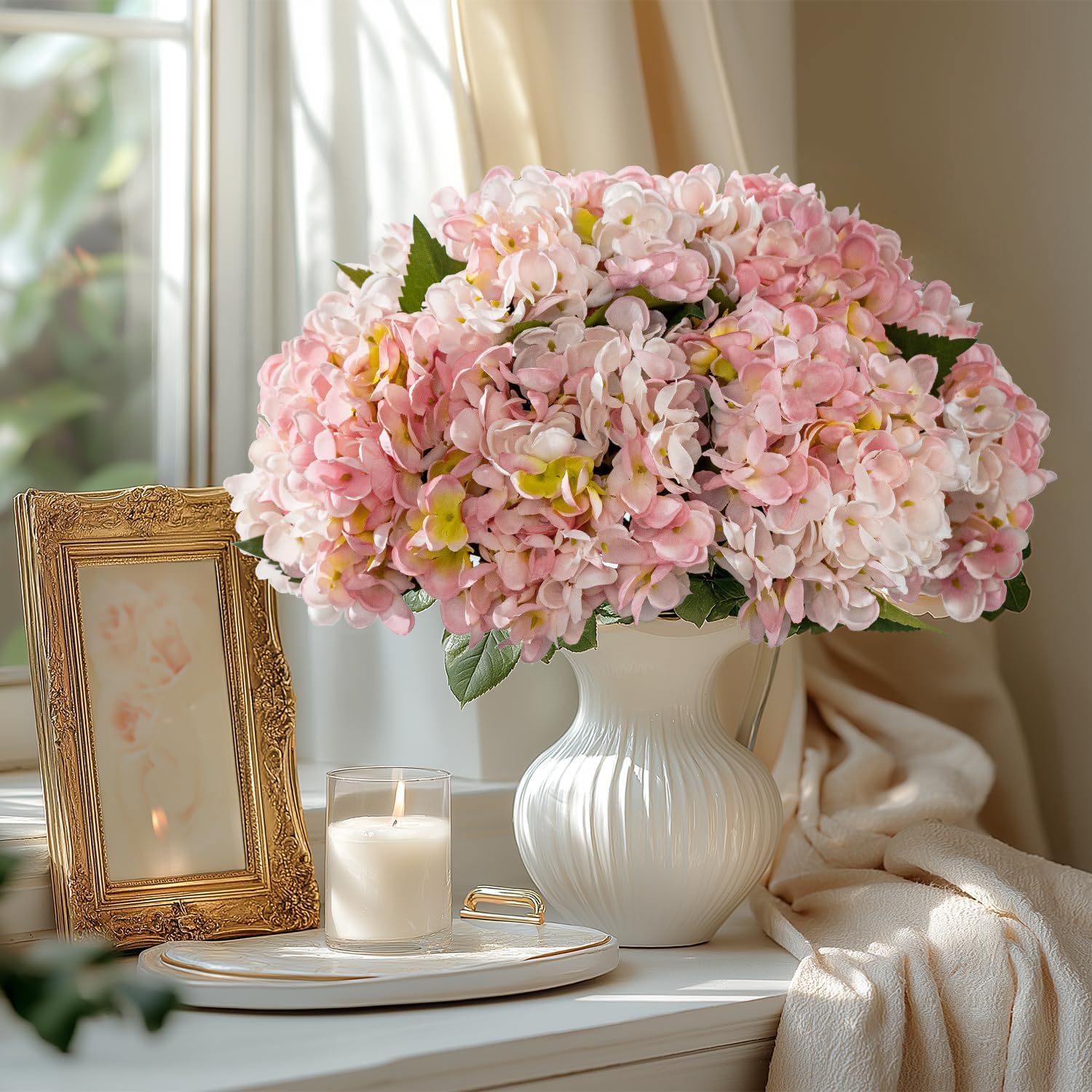 10PCS Faux Hydrangea Flower Hydrangea Artificial Flowers Hydrangea Bouquet Faux Flower Table Centerpieces for Home Wedding Bridal Bouquet Office Party DIY Floral Decor - Image 3