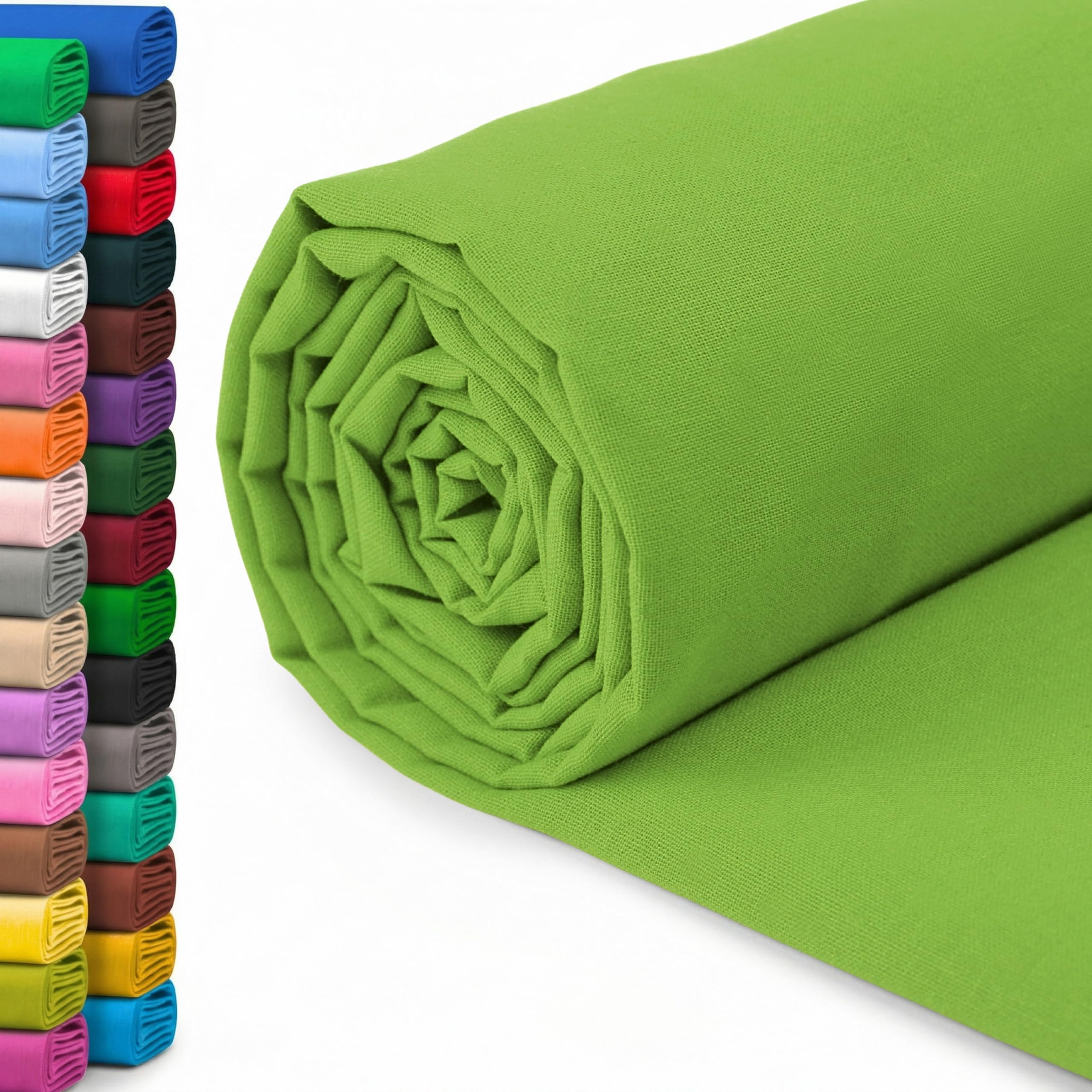 A-Express 100% Cotton Fabric - 60 Inch 150cm Wide - Plain Cotton Fabric by The Metre - Ideal for Quilting, Sewing, Dressmaking, Curtain Linings, Totes, Bedding, Pillowcases - Lime Green 5 Metres