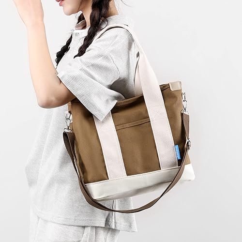 Miniatura 3 de Bolsos cruzados para mujer, bolsa de lona con cremallera, organizador de bolsillos, bolsa de almuerzo para mujer, bolso pequeño de hombro
