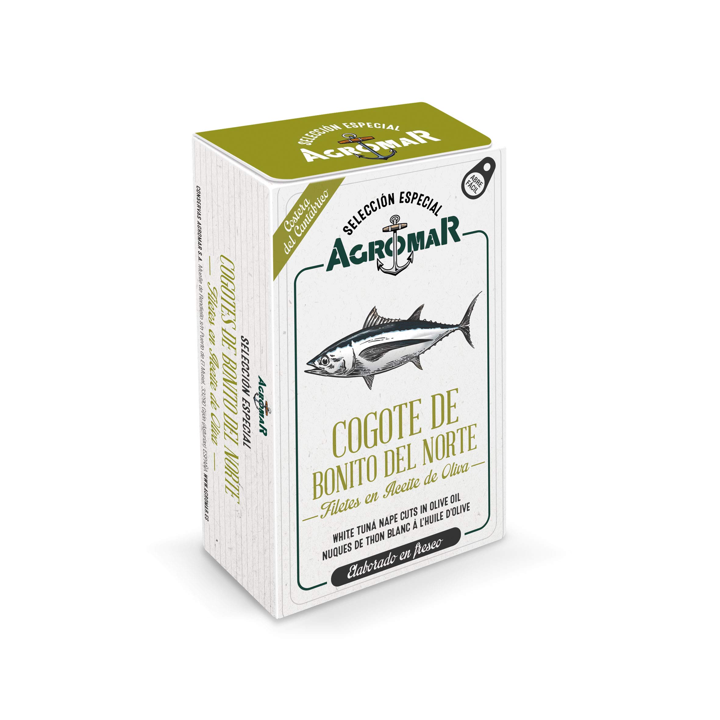 AGROMAR White Tuna Nape Cuts in Olive Oil / AGROMAR Cogotes de Bonito de Norte en aceite de oliva, 4 Oz (115 g) - Pack of 3 by Castevia Imports