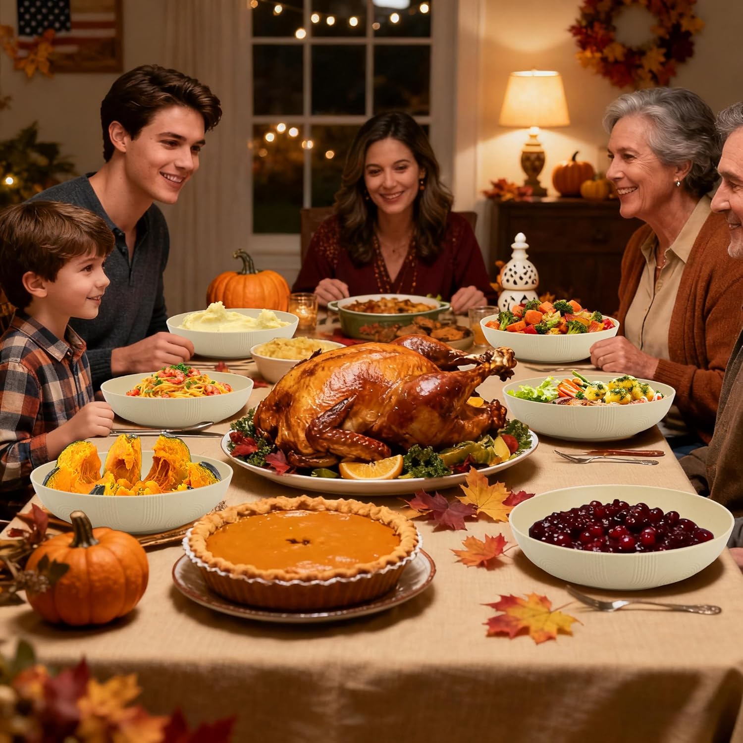 Homienly 65 oz Large Salad Bowls Wheat Straw Big Bowls 10 inch Serving Bowls Wheat Straw Plates Bowl Set of 6 Wide and Shallow Bowl for Kitchen Dishwasher Safe-Beige - Image 8