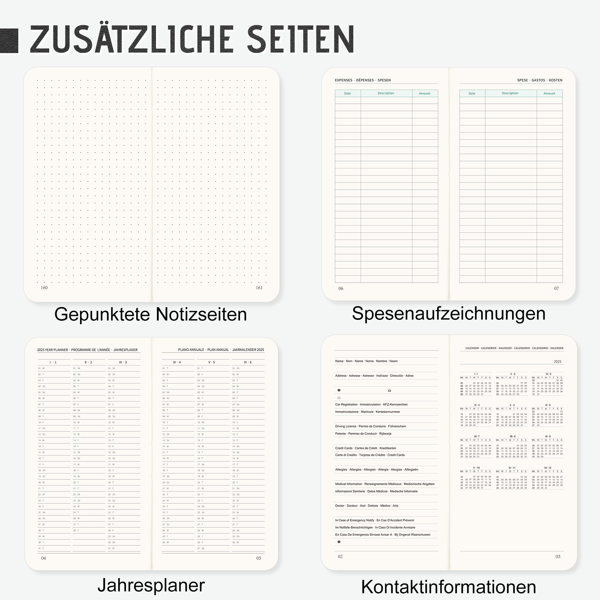 Jokisa Agenda Settimanale 2025 Tascabile, Agenda 2025 Piccola 1 Settimana 2 Pagine, Planner 2025 con Chiusura a Elastico e Segnalibro, circa A6 (16,5 x 9,5 cm), Gen.2025-Dic.2025