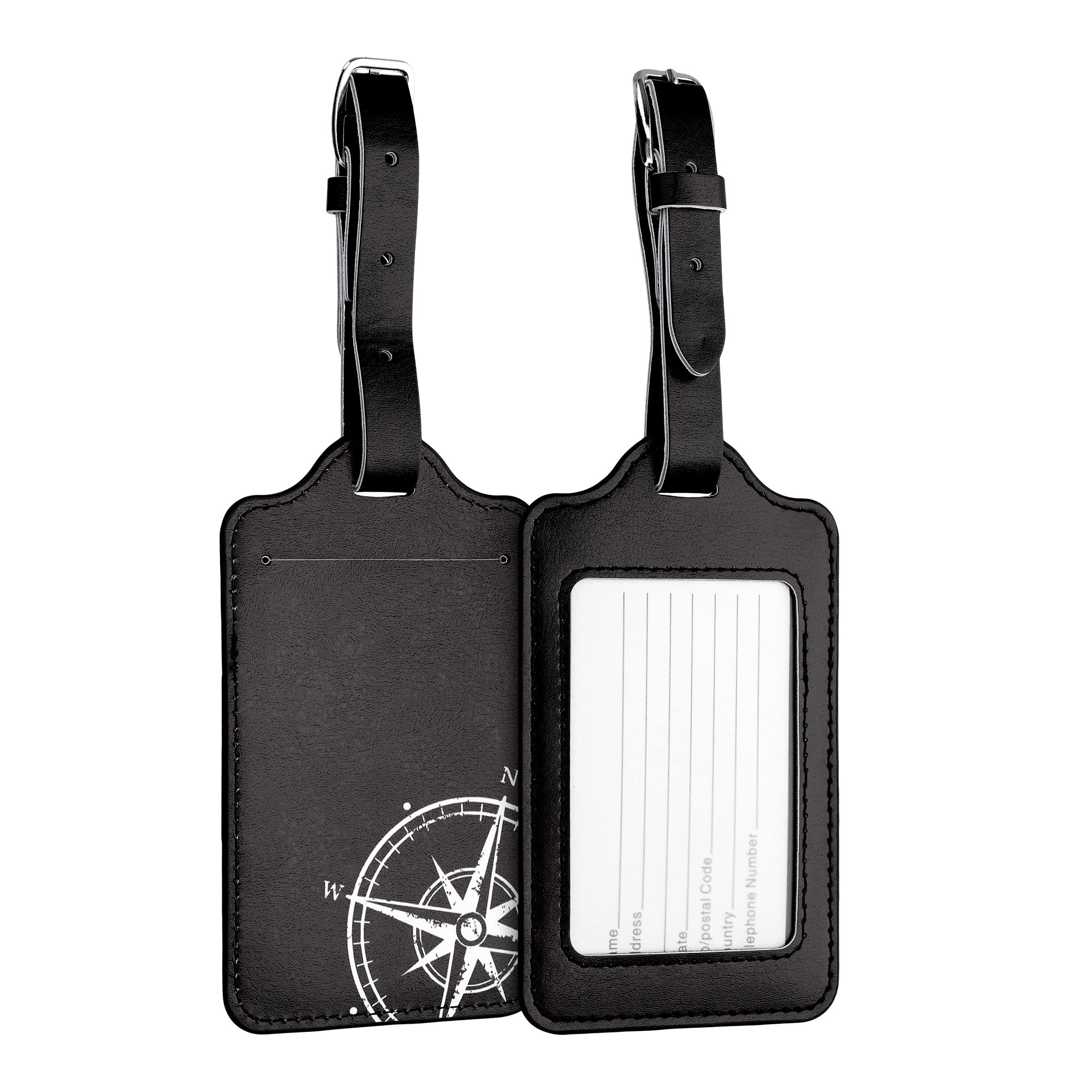 kwmobile Set 2X Targhetta Bagaglio a Mano - Etichetta Valigia Stiva - Tesserino Indirizzo Antismarrimento - Accessorio da Viaggio in Similpelle