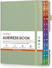SUNEE Address Book with Colorful Alphabetical Tabs, Address Notebook Organizer for Record Contacts, 5.3'' x 7.7''- Sage Green