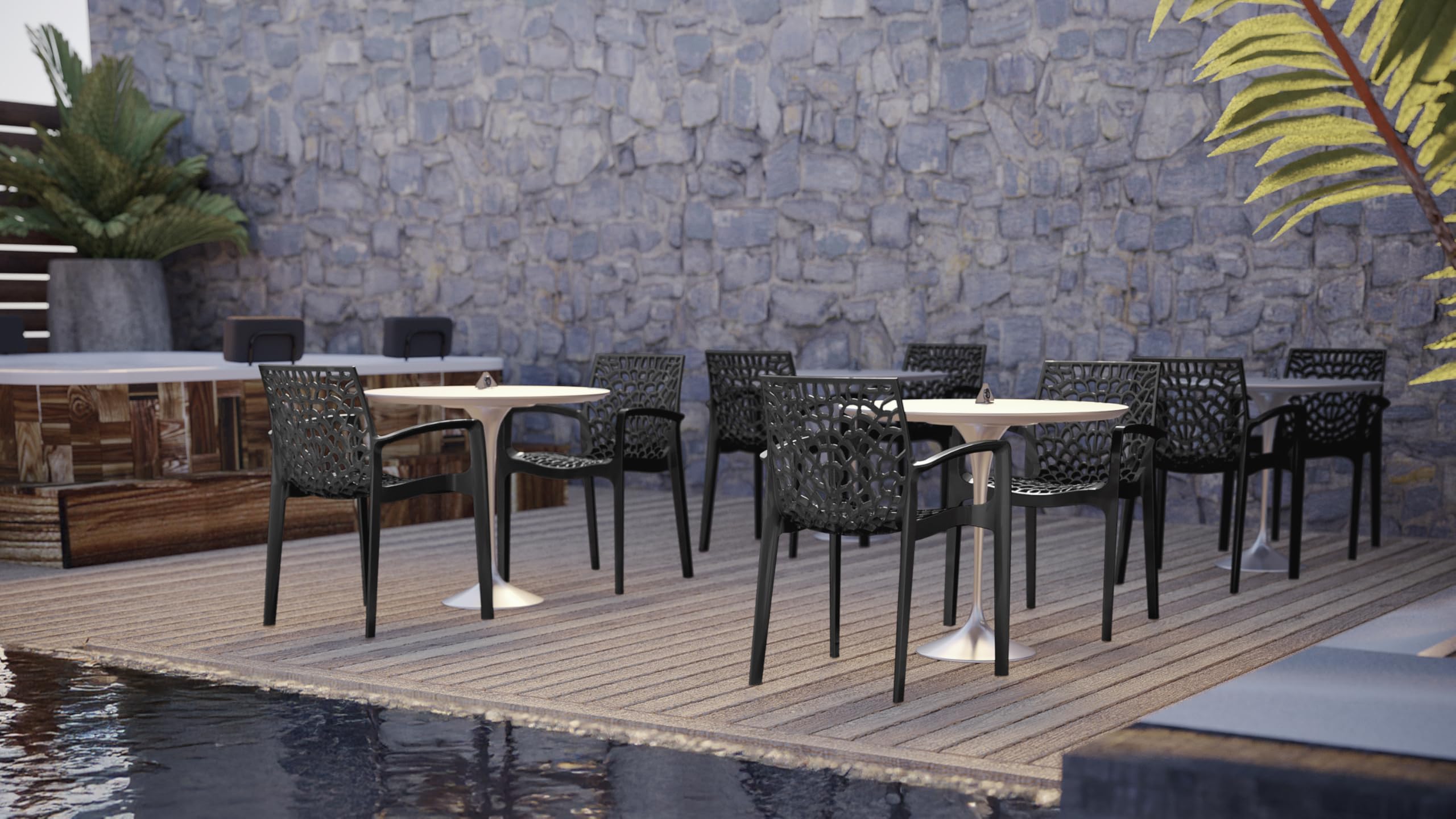 METRO Professional Silla de Jardín con Reposabrazos Maurage, Polipropileno, Apilable, para Exterior, Antracita