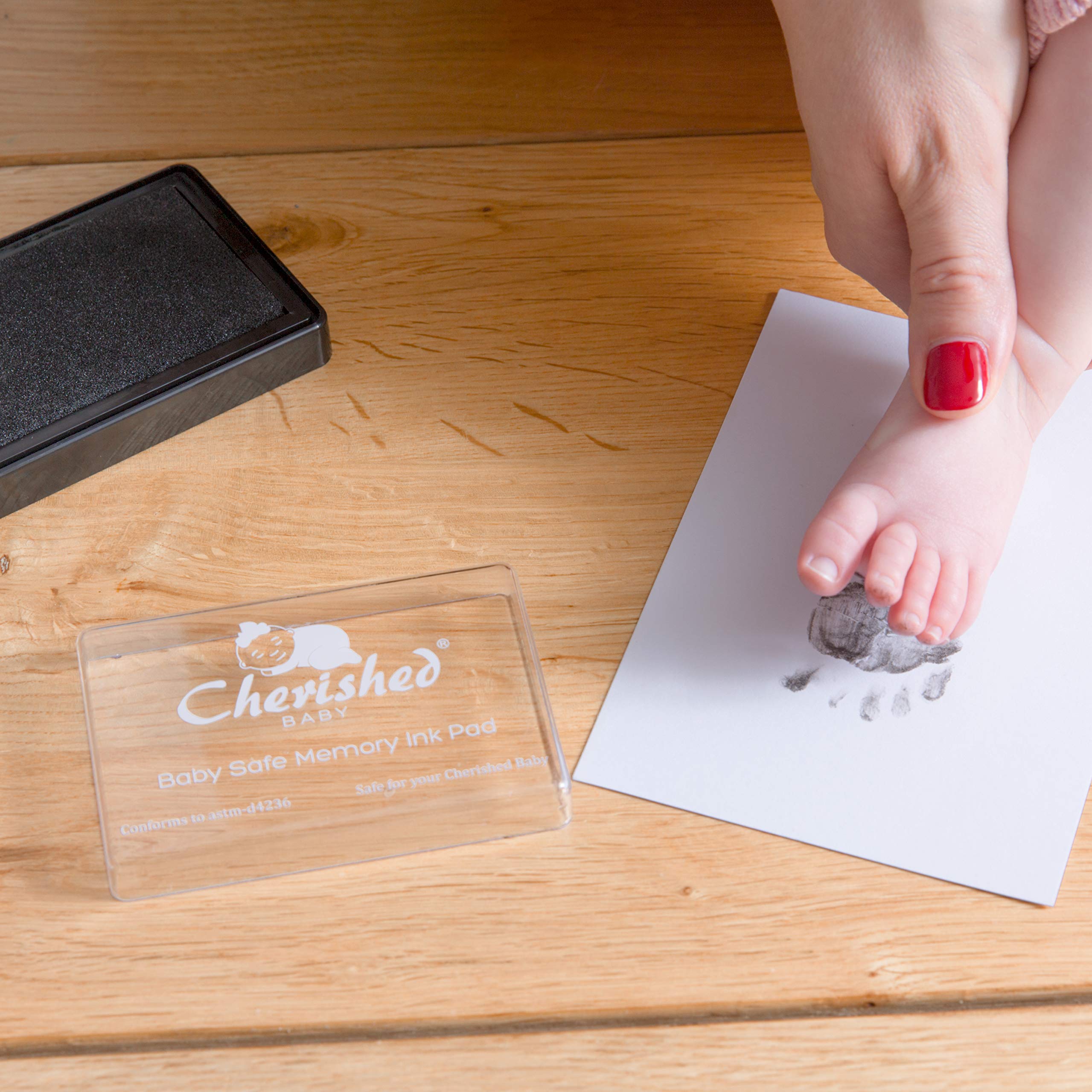 Buy Cherished Baby Black Ink Handprint/Footprint Ink Pad Kit 100 Baby Safe with