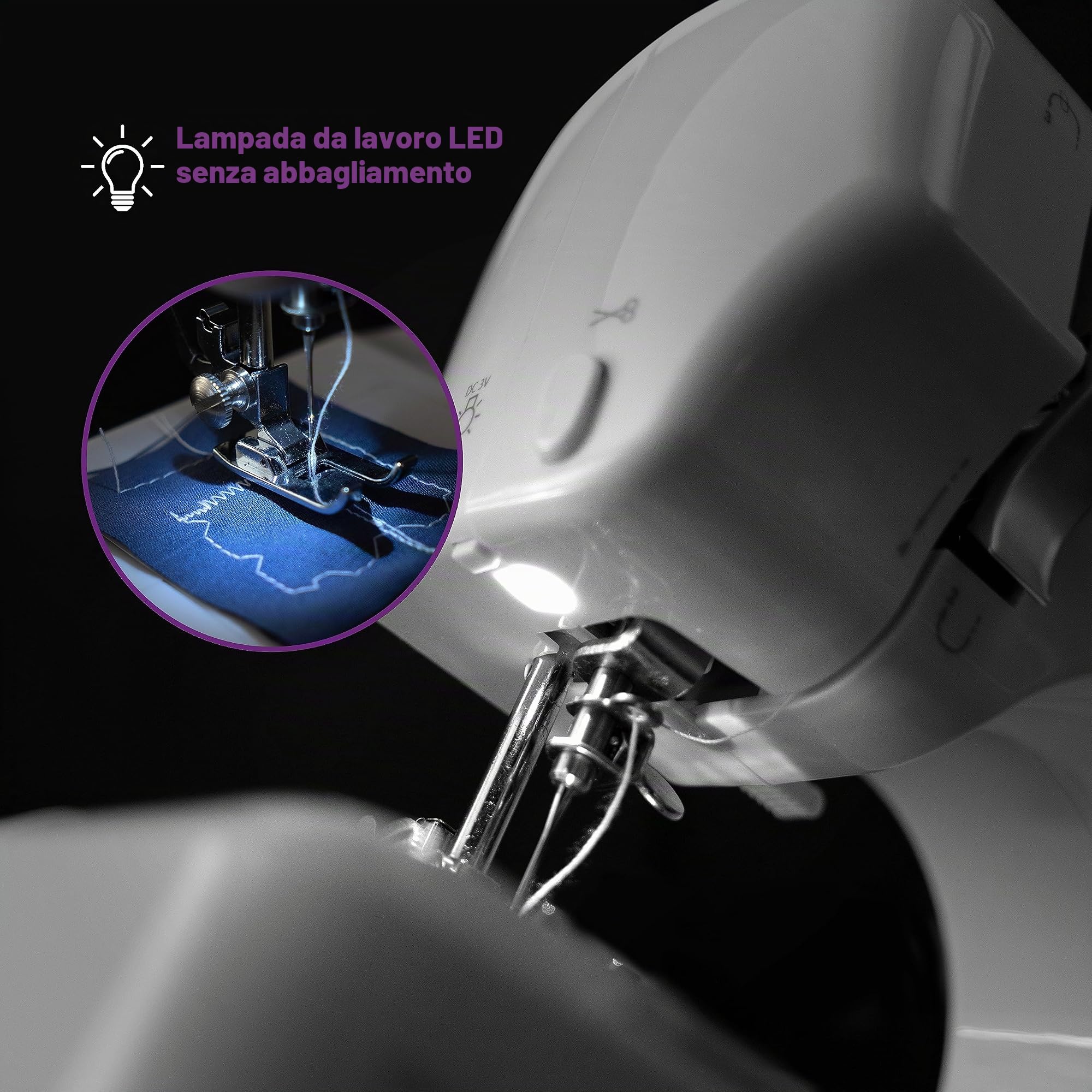Clatronic Macchina da cucire per principianti con 12 punti | Sewing Machine con funzione di cucitura avanti e indietro e 2 livelli di velocità, con funzionamento a batteria o a rete e luce LED