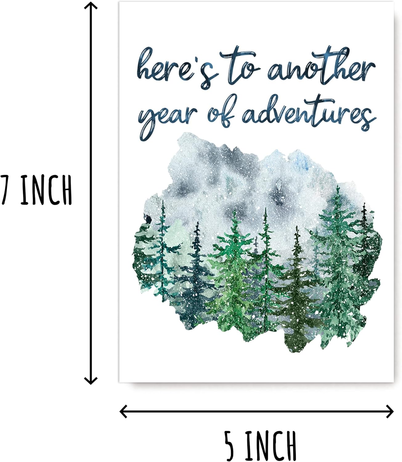 EruditeGifts Here's To Another Year Of Adventures - Rustic Anniversary Card - Birthday Card - Forest Birthday Card - Watercolor Design Card - Image 2