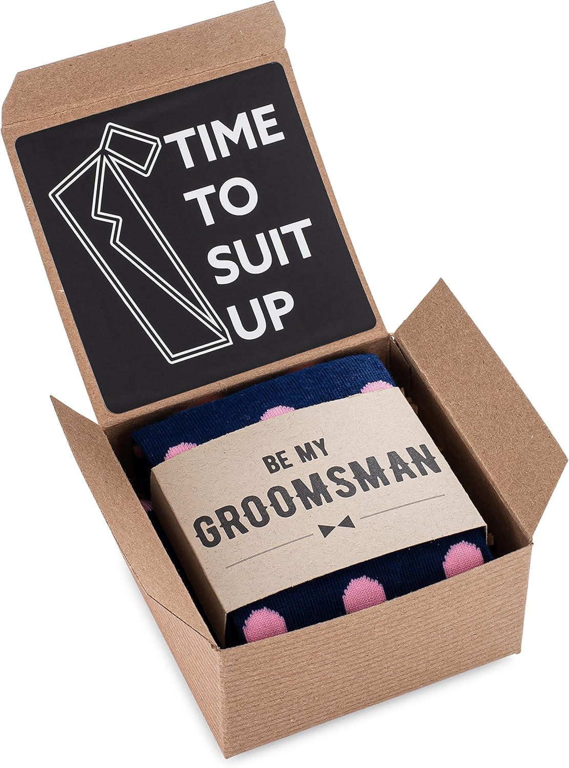 No Cold Feet Sock Gift Box, Groomsman Best Man Proposal Groomsmen Gifts for Wedding, Custom Label, Time To Suit Up