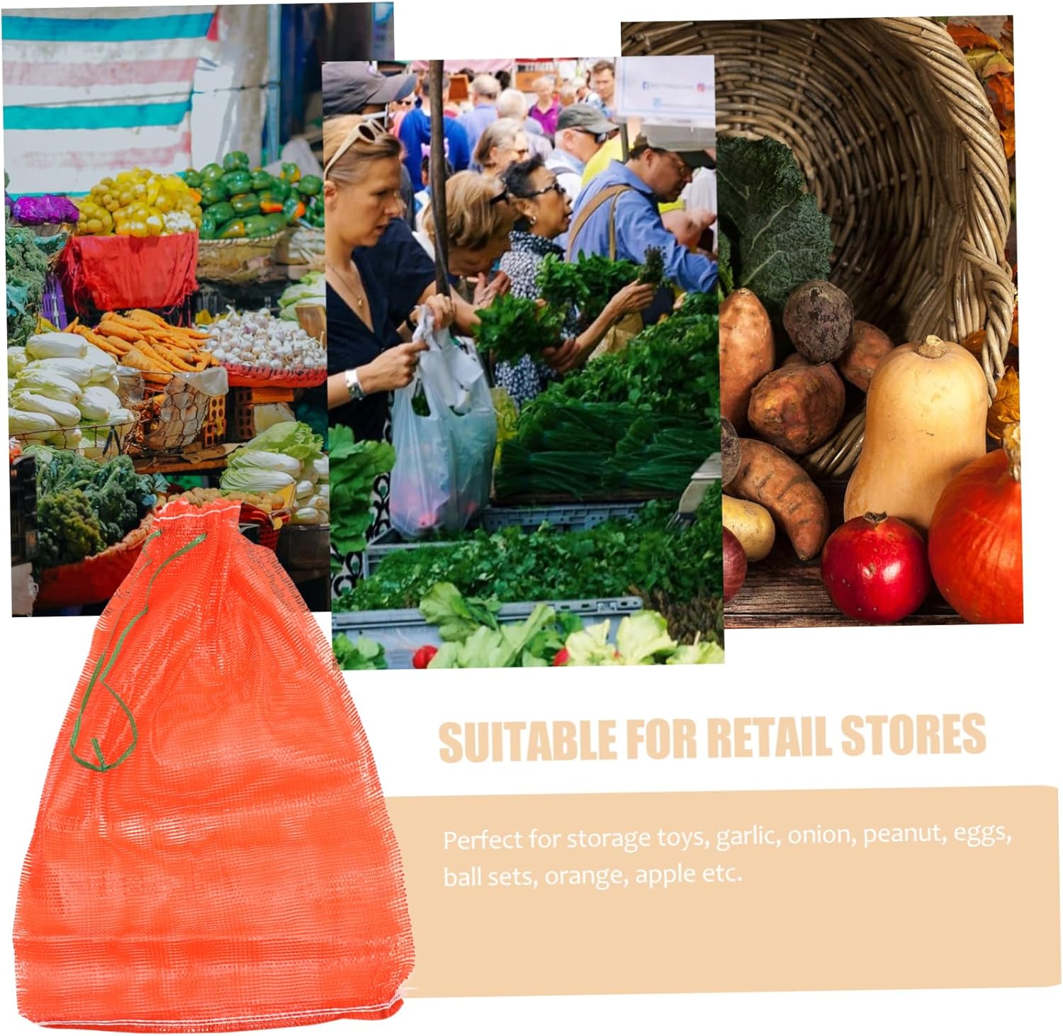 50pcs Reusable Mesh Produce Bags Red Drawstring Storage Bags for Fruits Vegetables and Toys Versatile Grocery and Home Organization