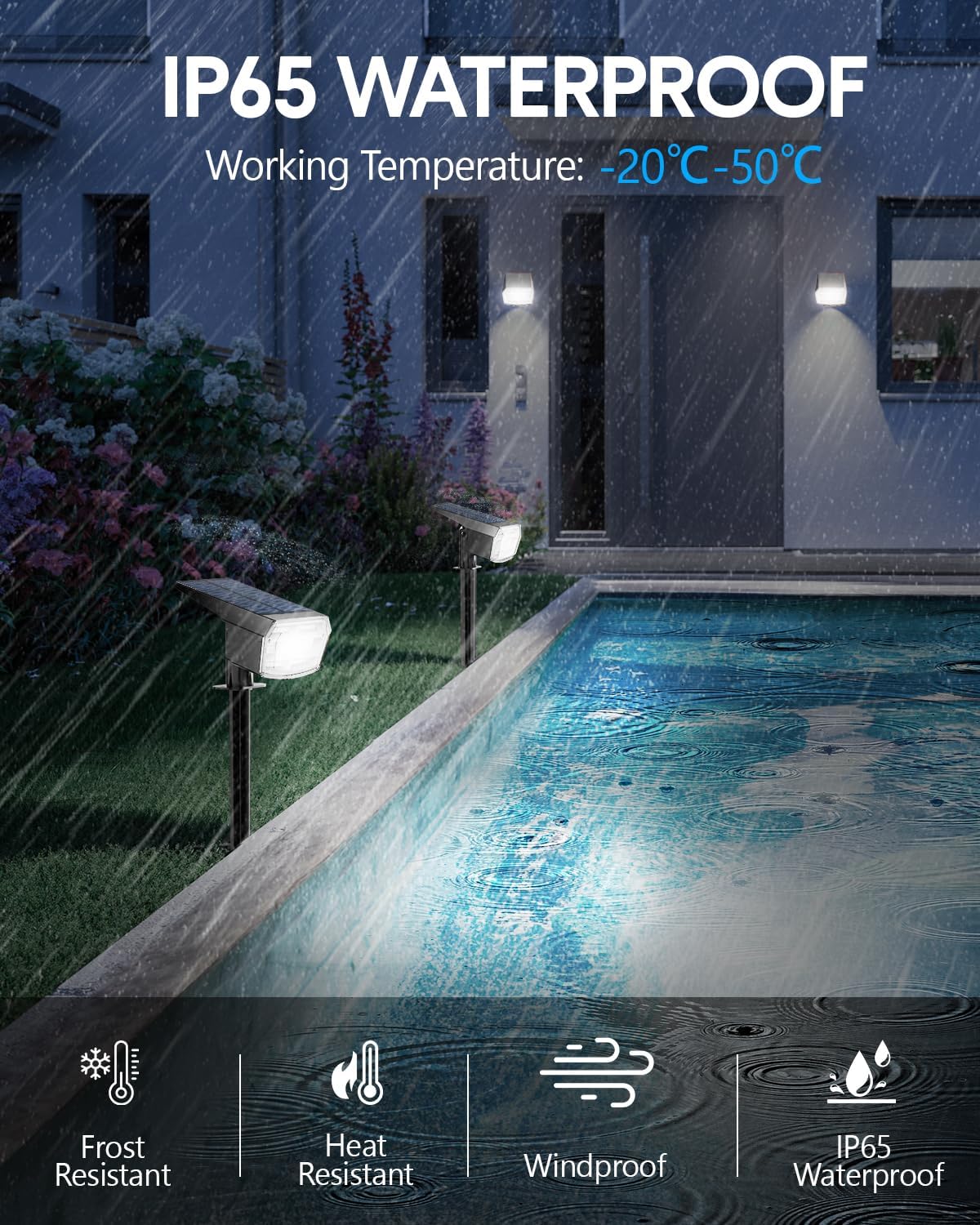 HIBOITEC Solar Spot Lights Outdoor 59LED Landscape Lights Solar Powered Uplights Waterproof Adjustable Brightness Dusk to Dawn for Outside Garden Yard Trees 6 Packs Cool White