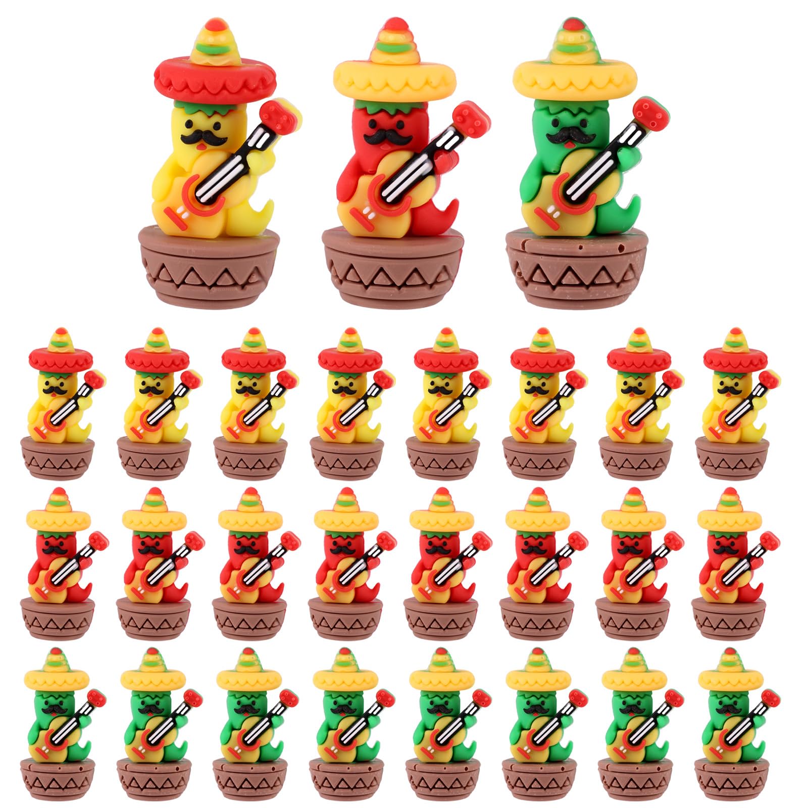 Lyreh 24pcs Cinco de Mayo Chili Pepper Figurines, Cinco de Mayo Figurines Statue Chili Pepper Decor for Mexican Theme Party Home Garden Holiday Ornaments