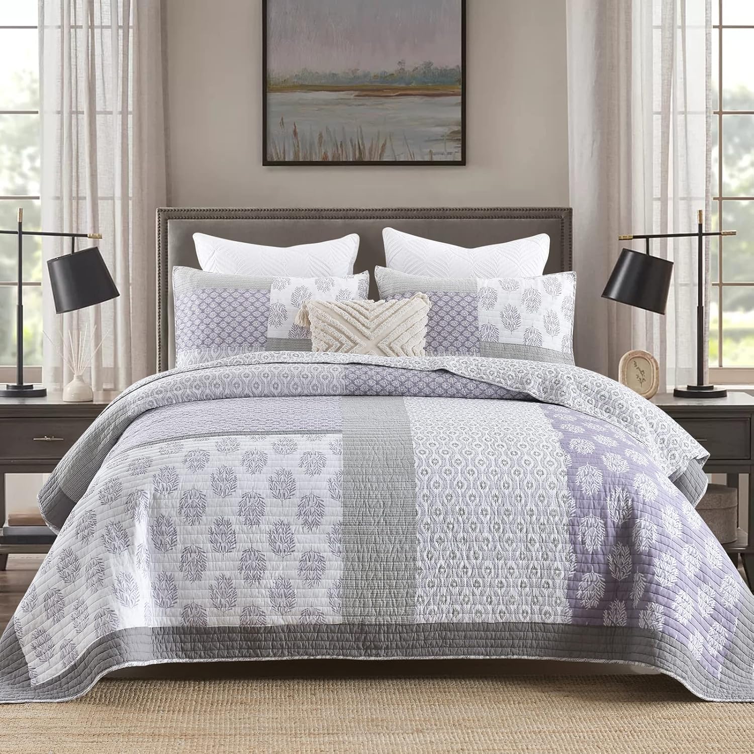 PANGUSHAN Quilt Set King Size, 100 Cotton Bedspread Quilt
