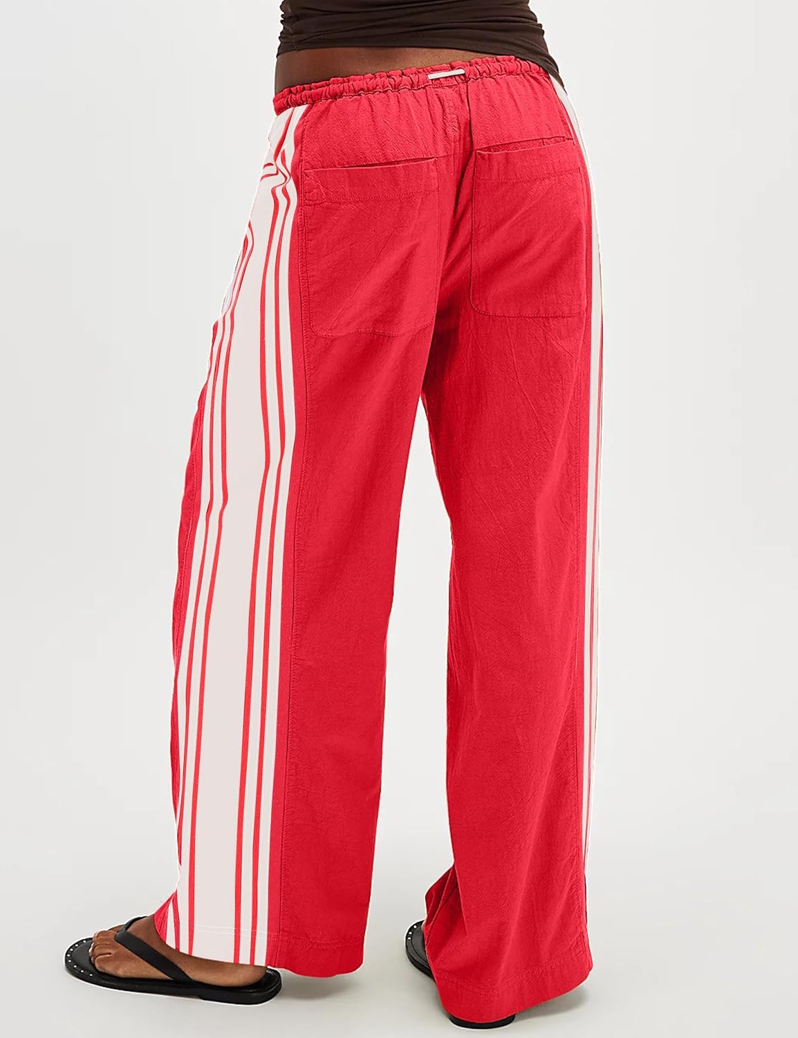 Womens Hudson Canyon Pants Side Striped Sweatpants Drawstring Waist High Rise Pant Trousers with Pockets - Image 3