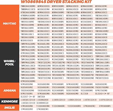 UPGRADE W10869845 Dryer Stacking Kit by Beaquicy for Whirlpool Maytag Standard and Long Vent Dryer & Washer Replaces 52774 W10298318 W10298318RP W10761316 4502692 AP6047938 PS12069913 EAP12069913