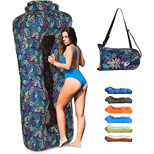 Inflatable Sofa for Land and Water Air Sofa Foldable Lightweight Inflatable Couch with Bag Camping Sofa for Garden Beach Picnic Outdoor and Indoor Tropical Blue