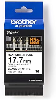 Brother Printable 2:1 Heat Shrink TUBING 17.7MM X 1.5M (0.23IN X 4.9FT) Black ON White HSE241