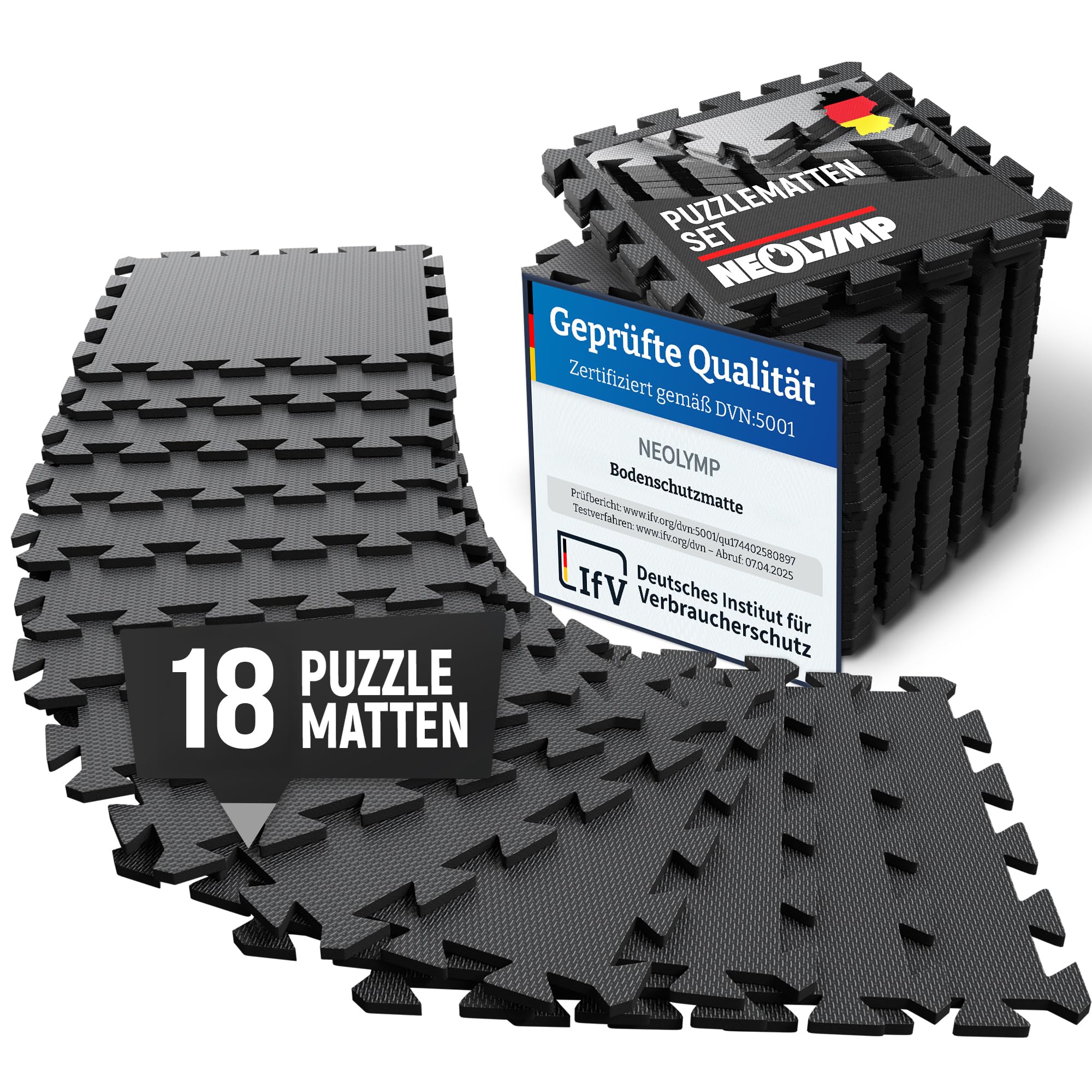 NEOLYMP Bodenschutzmatte Fitness – 10mm dicke Puzzlematte für vielseitigen Bodenschutz