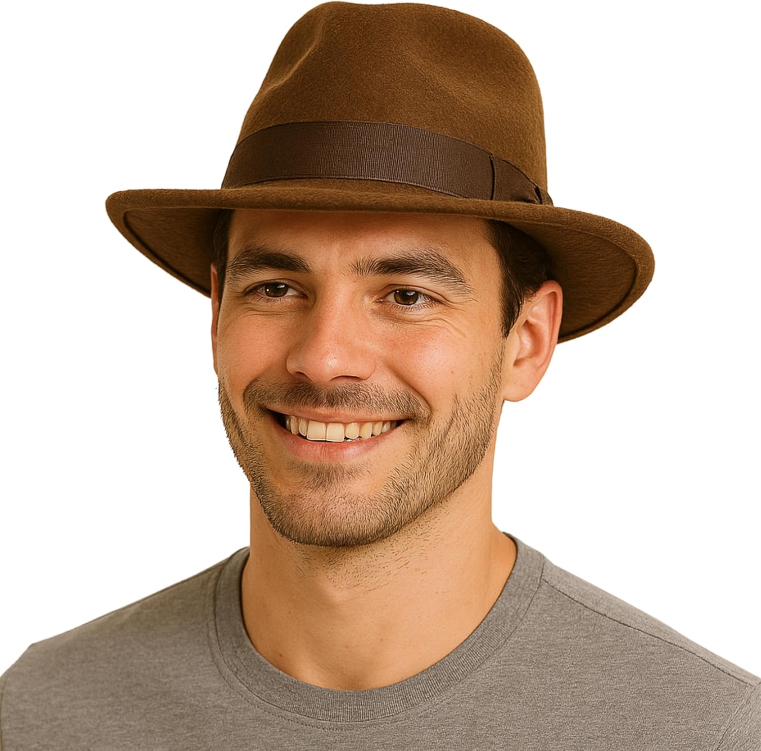 Loxdonz Adult Brown Fedora Hat - Cosplay Halloween Panama Hats Costume Accessory