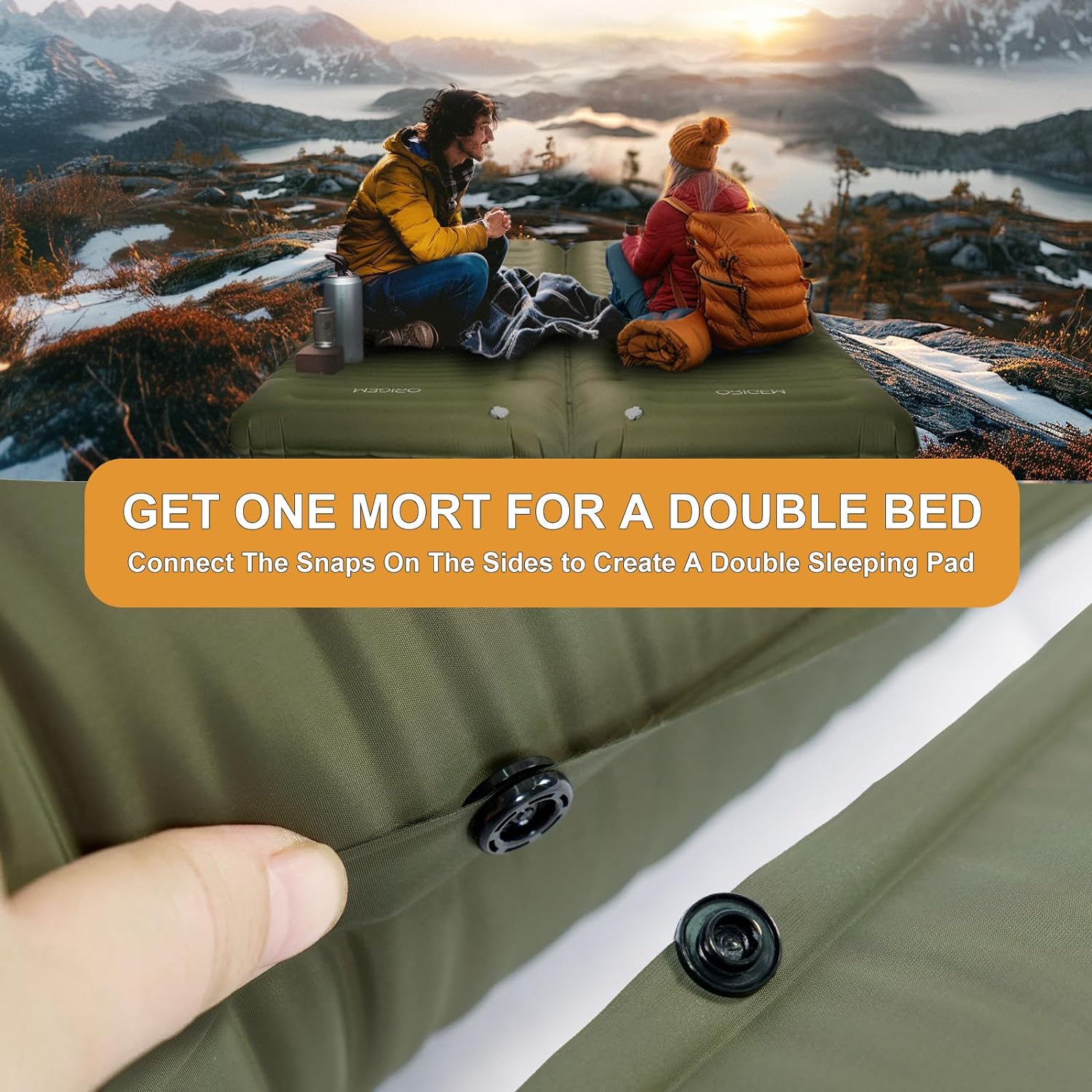 Origem Self Inflating Sleeping Pad for Camping, 5.5 Inch Ultra-Thick Camping Mat with Built-in Pump, Outdoor Ultralight Sleepinging Mat for Camping Tent, Backpacking, Hiking and Traveling(Green)