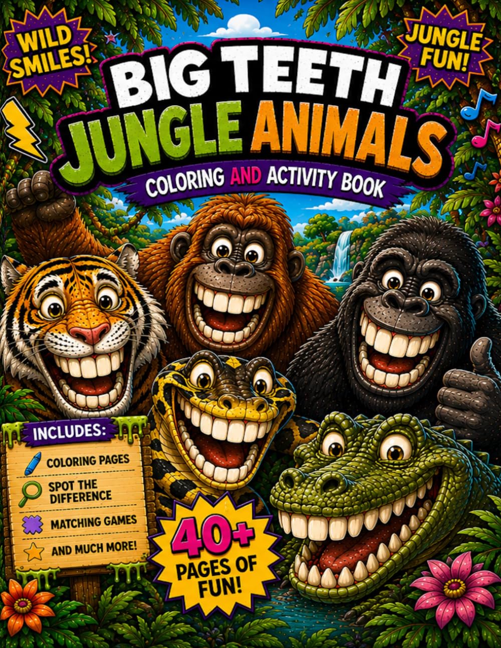 Big Teeth Jungle Animals: Coloring & Activity Book for Kids Ages 4–8 (Big Teeth Coloring and Activities Books)