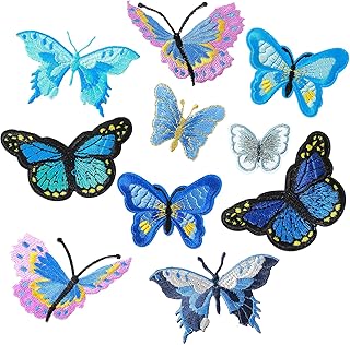 Molain 10 parches de mariposa para planchar, parches, mariposas, parches, parches, apliques de planchado, para vaqueros, chaquetas, ropa infantil, bolsos, gorros