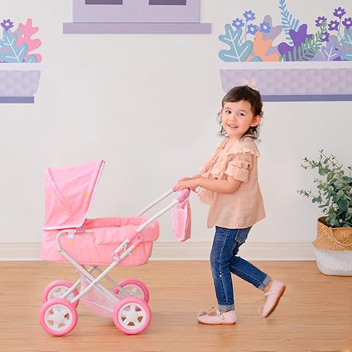 Miniatura 17 de Olivia's Little World - Cochecito de cuna para muñeca de bebé para niños pequeños, cochecito de muñeca para niñas de 3 años o más, Twinkle