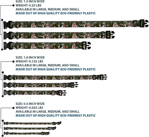 Miniatura 3 de Buckle-Down Collar de clip de plástico Mowgli & Baloo 3-Poses LeavesFlowers GreensOrange  1 pulgada de ancho  Se adapta a cuello de 15-26 pulgadas
