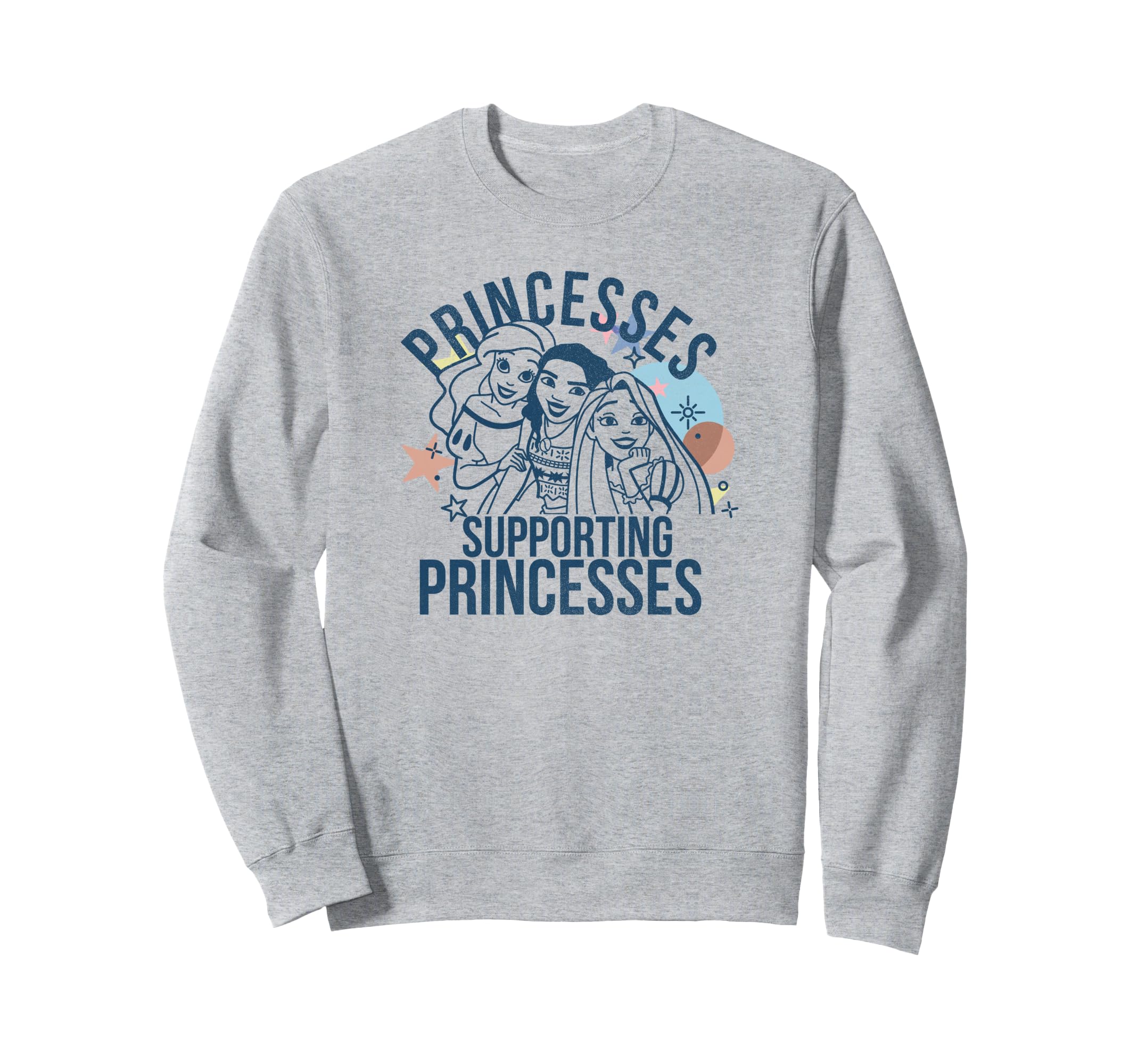 Sweatshirt Disney Princesses Group Sparkles pull rose fille coton - 2