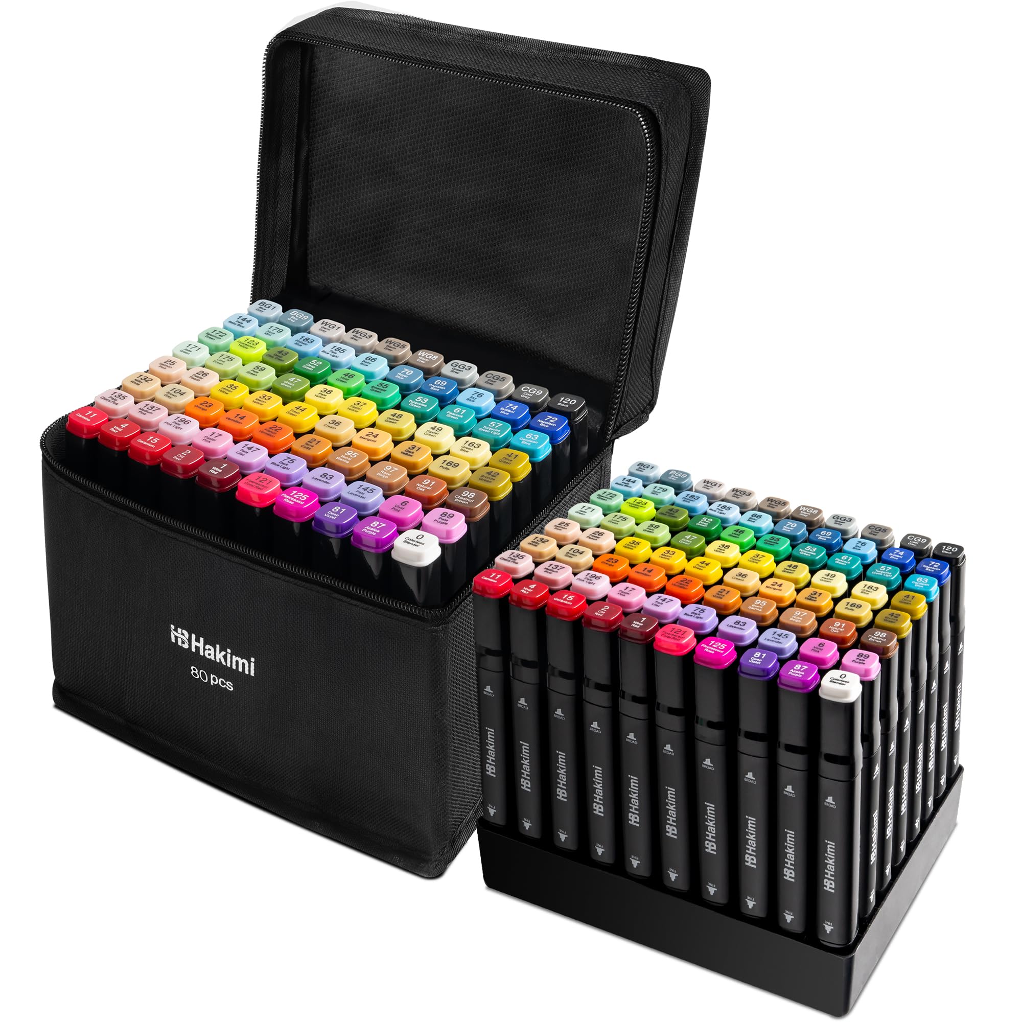 Art Markers 80 Colours Dual Tip Colouring Pens & Felt Tip Pens for Adults – Sketch & Drawing Marker Pens with Case – Acrylic Markers for Colouring Books, Calligraphy & Professional Art Supplies