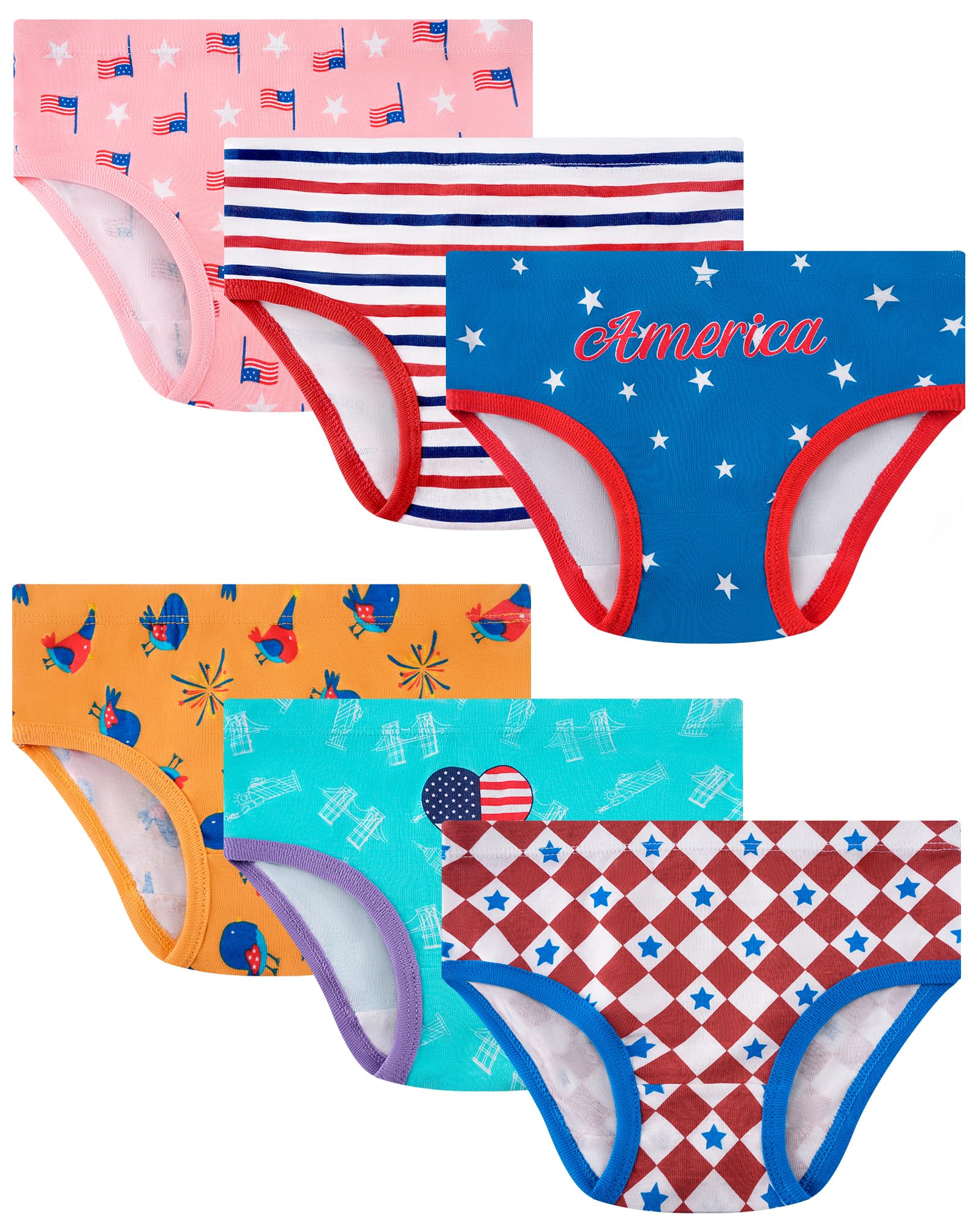 Girls Underwear 100% Cotton Panties, 6-Pack, Soft &amp; Tagless,18M-12Y