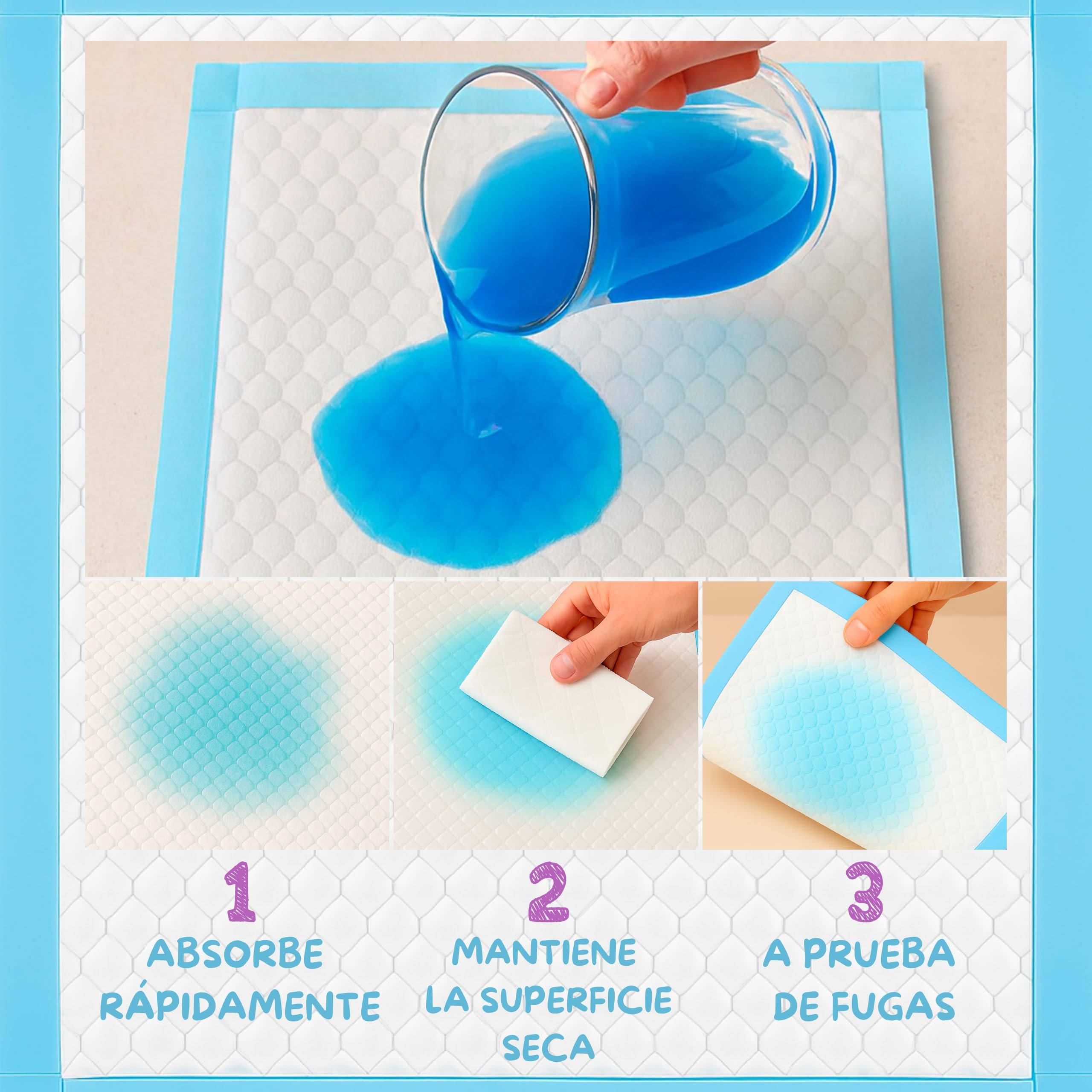 Empapadores Bebe - Empapador Cambiador Desechable Bebe - 60 Cambiadores Desechables 33X45 - Ideal Primera Etapas - Especial Pieles Sensibles - Ultra Absorbentes y Suaves - Sin Perfumes Ni Látex — view 6