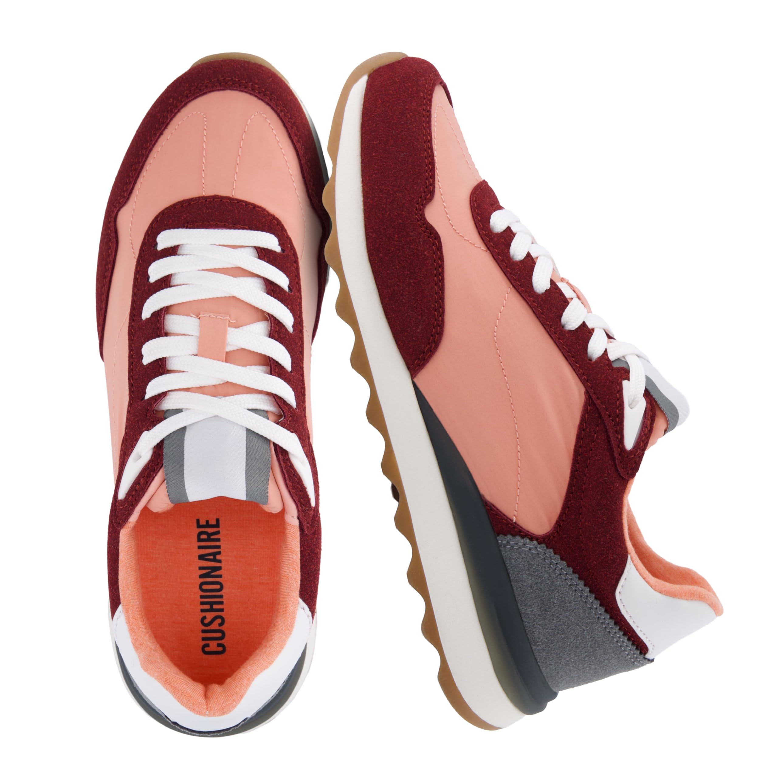 CUSHIONAIRE Women's Kicks lace up Nylon Sneaker +Comfort Foam, Wide Widths Available