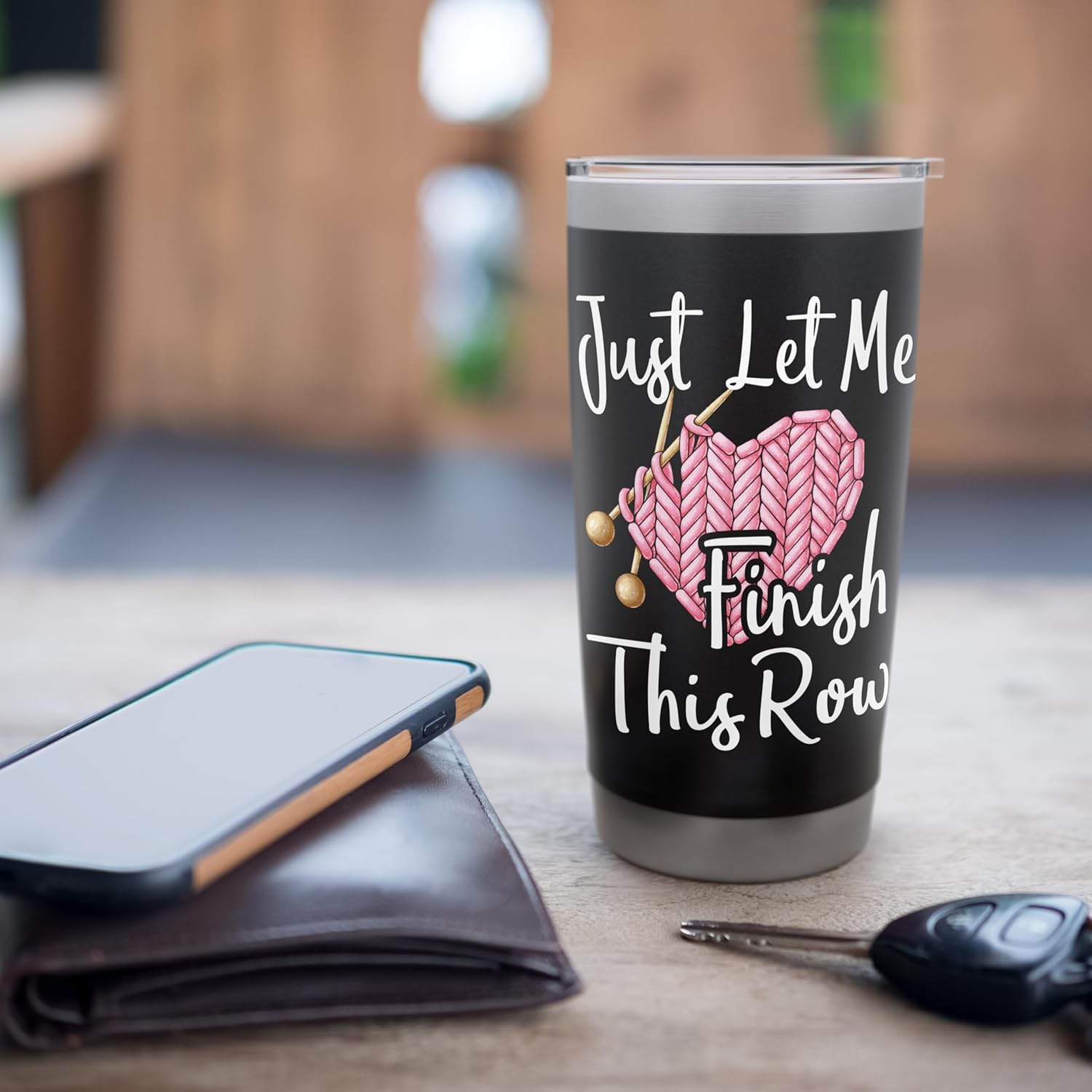 Just Let Me Finish This Row - Knitting Knitter Crocheting Stainless Steel Insulated Tumbler