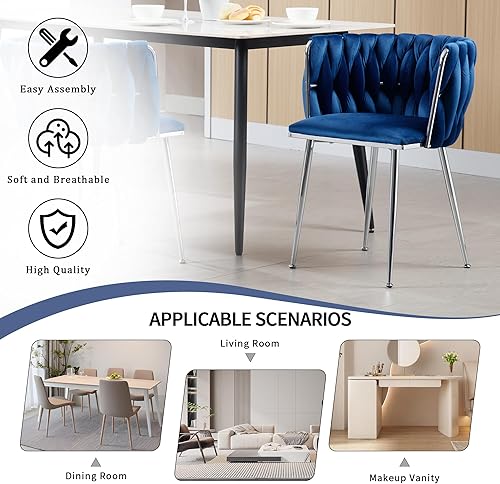 Miniatura 45 de Juego de 2 sillas de comedor de terciopelo morado, sillas tapizadas para cocina y comedor, sillas de lujo para ocio, sillas de acento modernas,