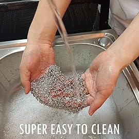 2pcs 5x5 Chain Mail Cast Iron Cleaner Scrubber, 316 Chainmail Scrubber Cast Iron Skillet Cleaning Brush, Chainmail Scrubbing Metal Scrub Tool to Clean Dutch Oven Carbon Steel Wok Grill Pan Pot