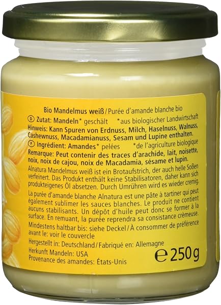 Alnatura Bio Mandelmus Weiß, Vegan, 250g - 2