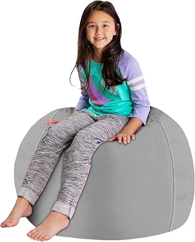Miniatura 340 de Posh Stuffable - Sillón puff con almacenamiento para niños, contenedor de animales de peluche, organizador de juguetes de niños Lienzo Burbujas Azul