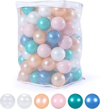 Ball Pit Balls Pack of 100 200 500 - Star and Round Set BPA Free Phthalate Free Non-Toxic Crush Proof Play Balls Soft Plastic Balls for Toddlers Baby Kids Birthday Pool Tent Party