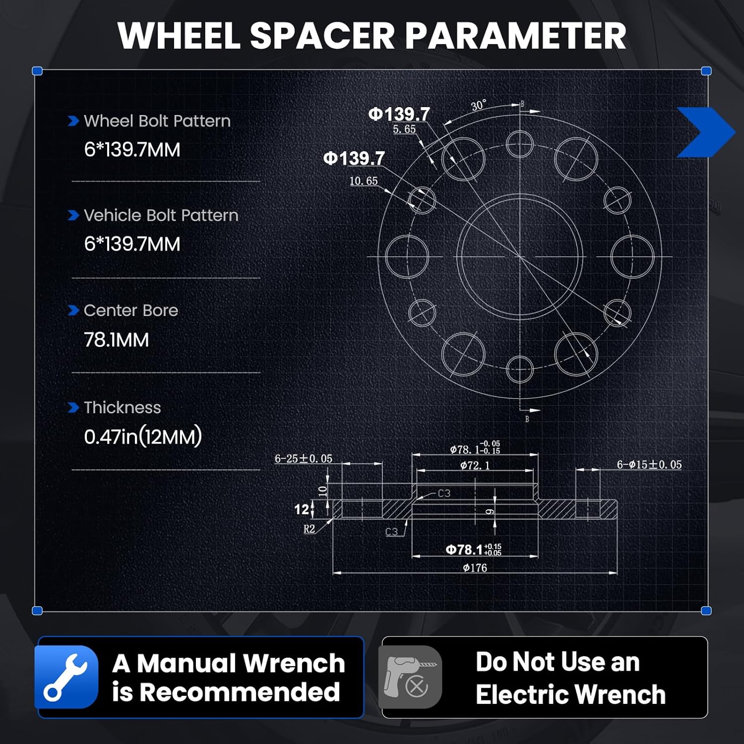 6x5.5 12mm Wheel Spacers Compatible with Chevy Silverado 1500 2019-2021, Compatible with GMC Sierra 1500 Limited, 6x139.7mm Wheel Spacer Hubcentric 78.1mm Bore – Set of 4