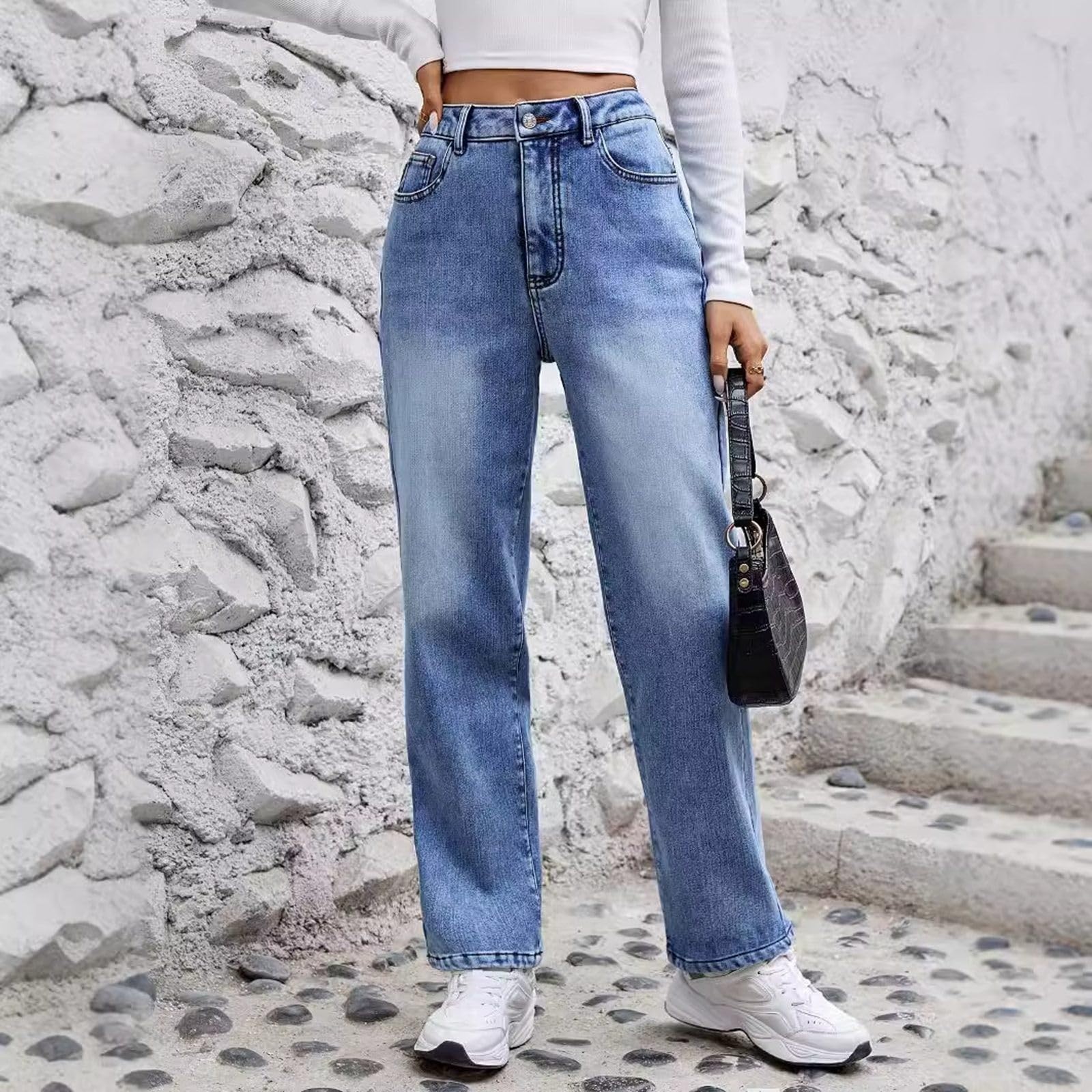 Pantalones vaqueros forrados para mujer, térmicos, de invierno, con forro polar, ajustados, de cintura alta, elásticos, para invierno, de cintura alta, térmicos, para mujer, cálidos, largos
