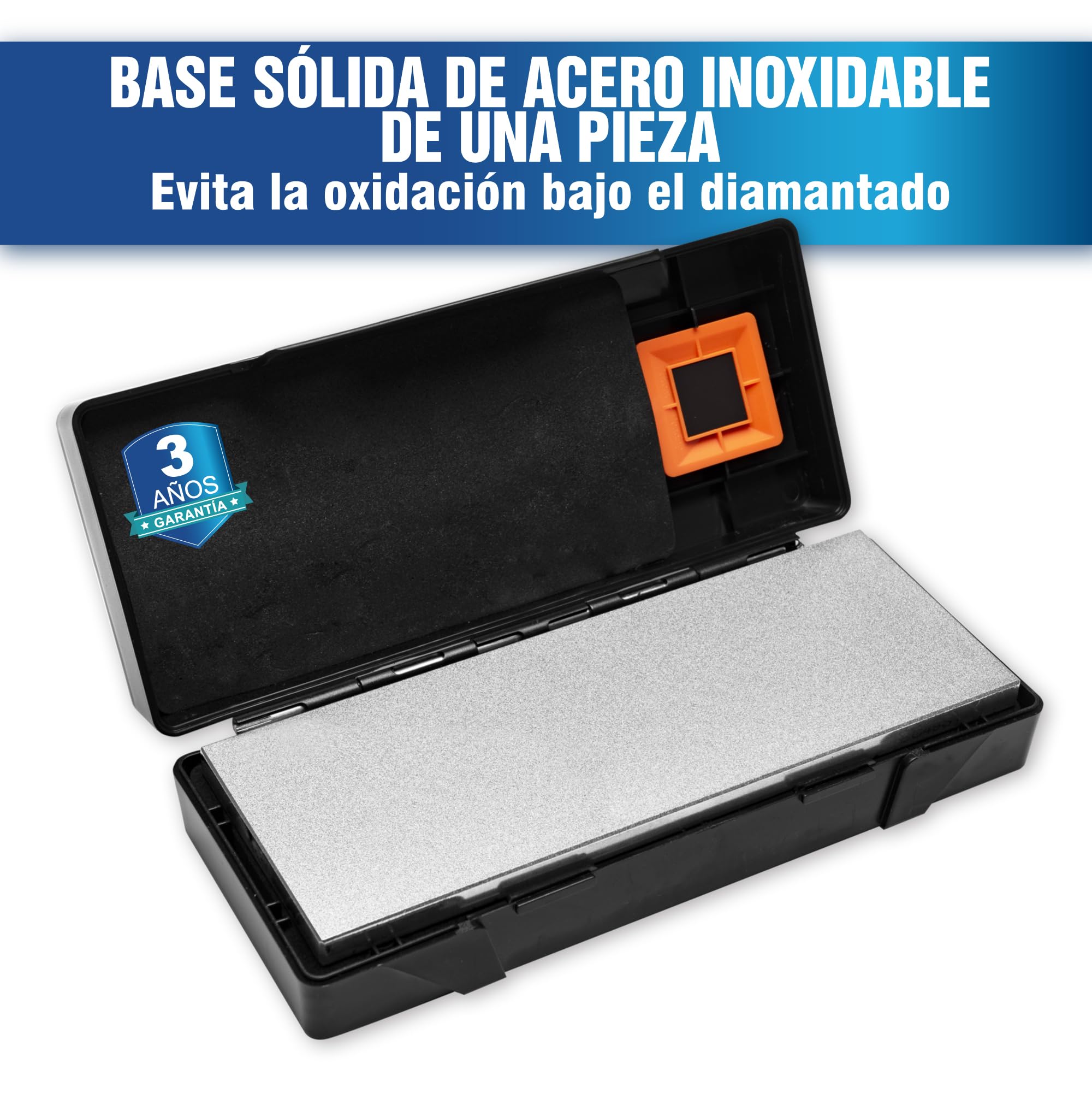 SHARPAL 162N Afilador con piedra de diamante para cuchillos con base de almacenamiento, y guía de ángulo, congrano 325, grano 1200 (203 mm x 76 mm)