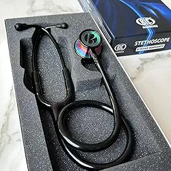 Estetoscópio Bic Eternity III Preto Arco-Íris ES1504 - Excelente Ausculta - Garantia de 5 anos