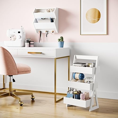 Miniatura 9 de RiverRidge Catch-All - Estantería infantil con 2 contenedores de almacenamiento y 3 ganchos de madera, estantería para sala de juegos para