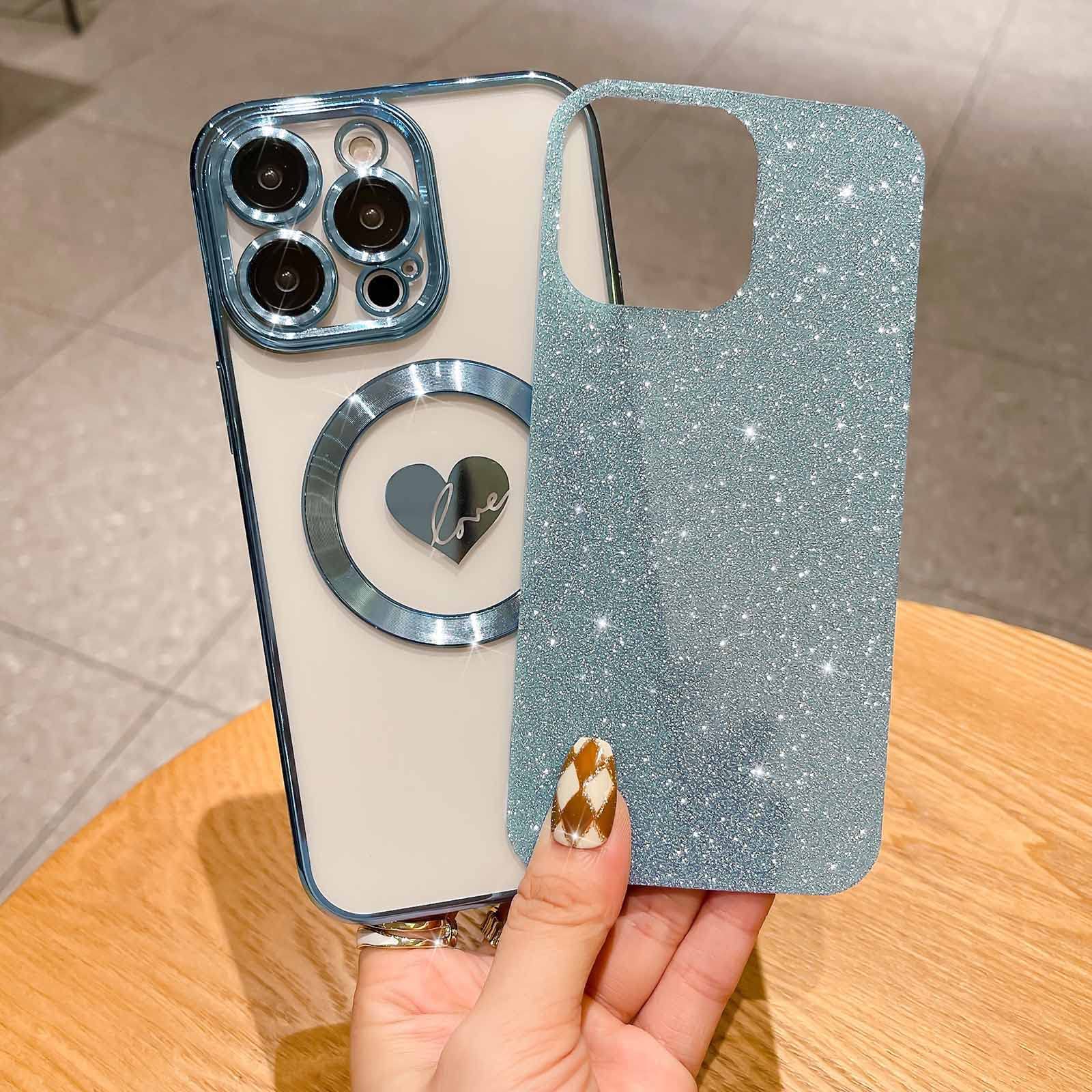 ❣️iPhone15マグネットケース 豪華メッキ ハート型ケース ブルー Amazon.co.jp: HYUEKOKO iPhone 15 Pro Max 6.7インチ対応