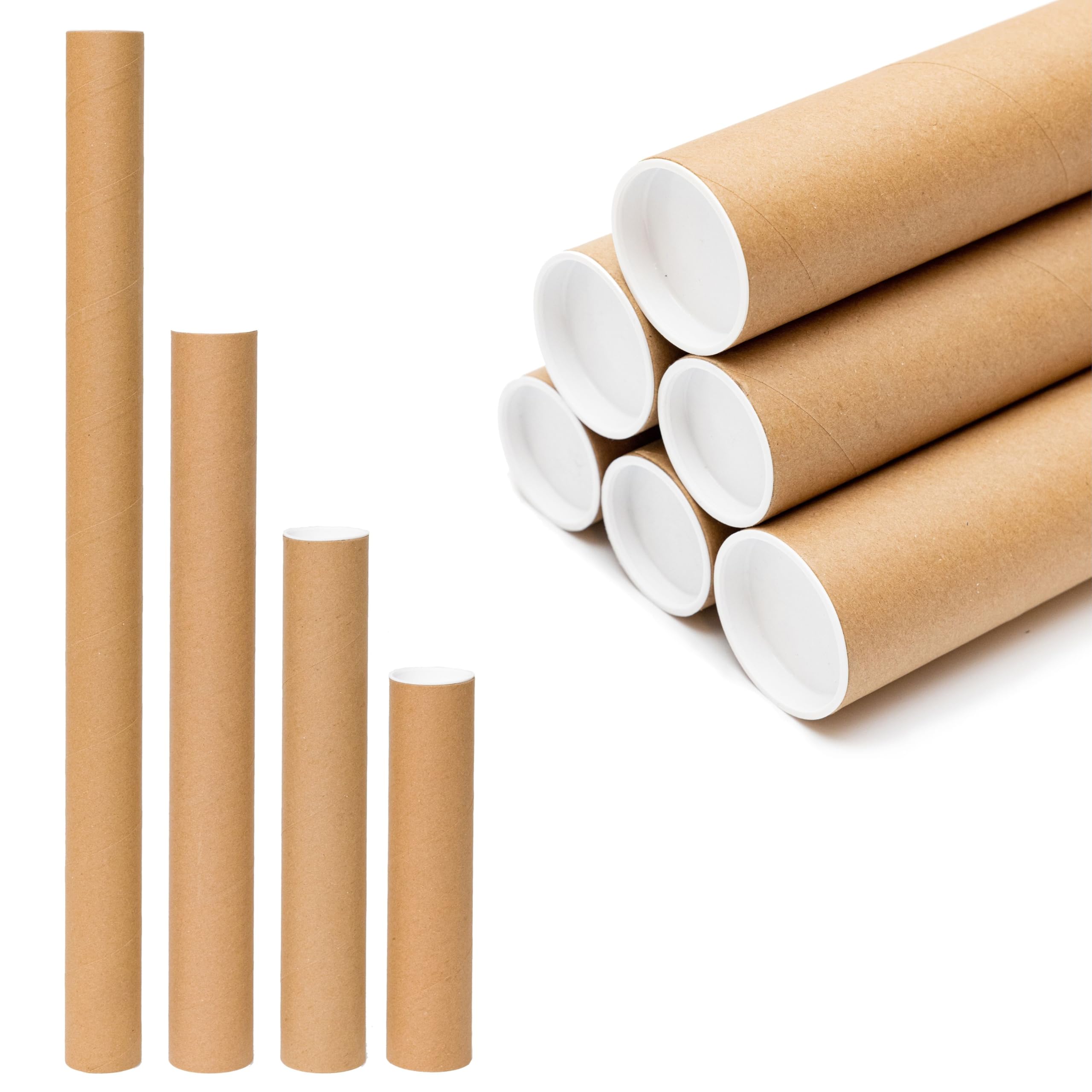 25 x A3 Postal Tubes with End Caps (330x50mm) Cardboard Tube Mailers for Packing, Storing & Shipping Posters, Charts, Blueprints, Maps, Artwork & Other Rolled Documents (25, Extra-wide A3 (330x50mm))