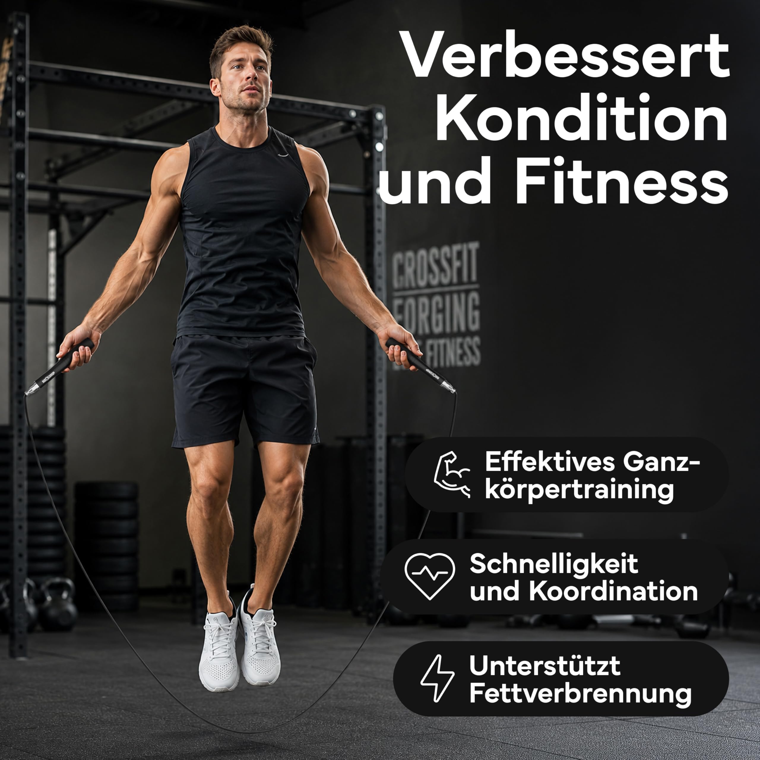 NEOLYMP Springseil Erwachsene Fitness - Speed Rope mit werkzeugloser Schnellverstellung - Ultraleicht Aluminium & 360° Kugellager - Premium Jump Rope für Crossfit Cardio Ausdauertraining